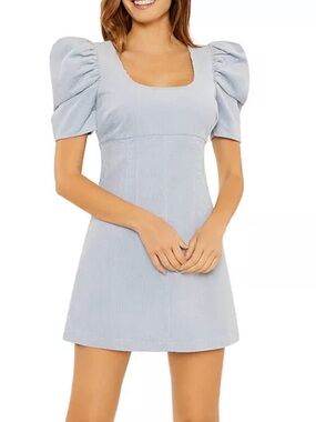 Likely Goltra Dress- Baby Blue Puff Sleeve Square Neck Mini Dress Size 2